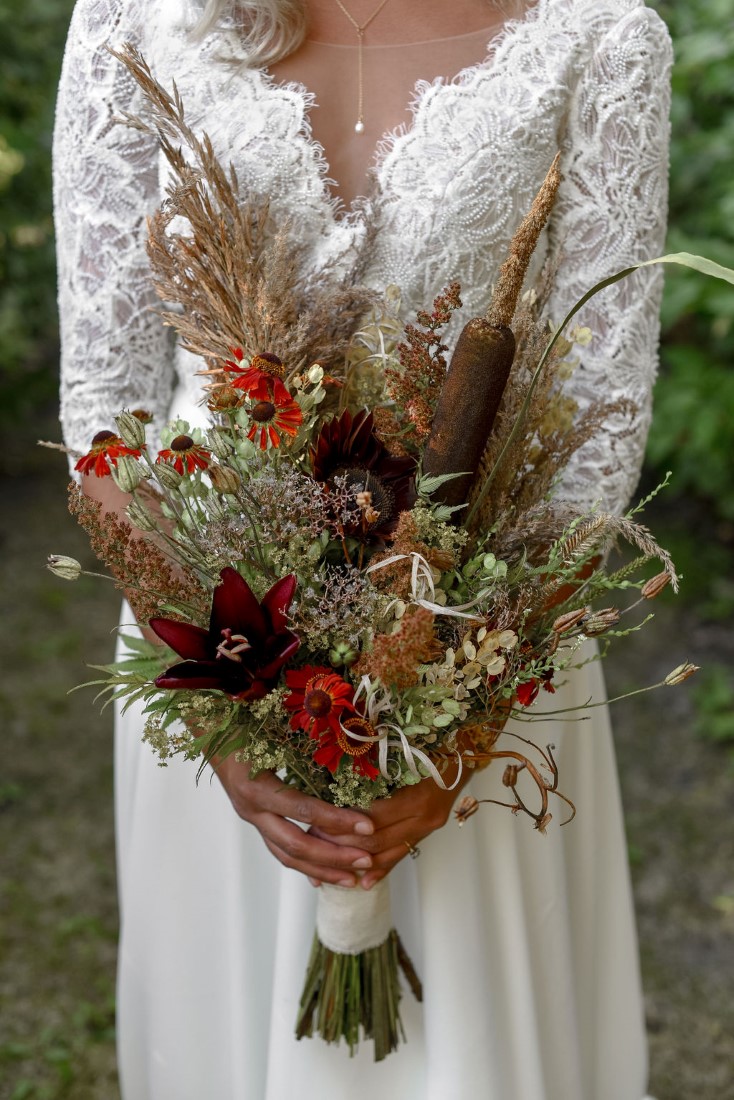 Brideal Bouquet of local blooms and dried grasses