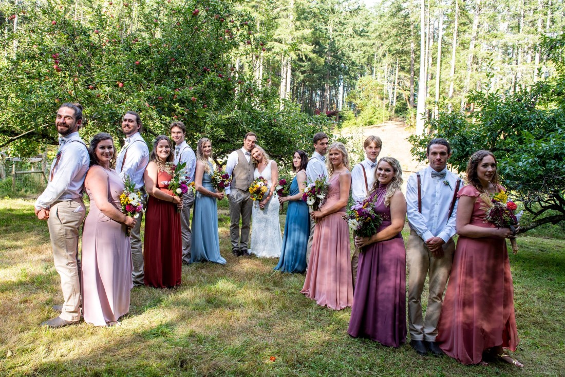 Social Distance Wedding Guests in forest on Vancouver Island