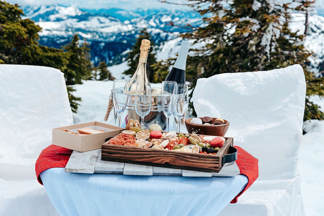 Wedding From Above Janayh Wright Photography charcuterie and bubbly