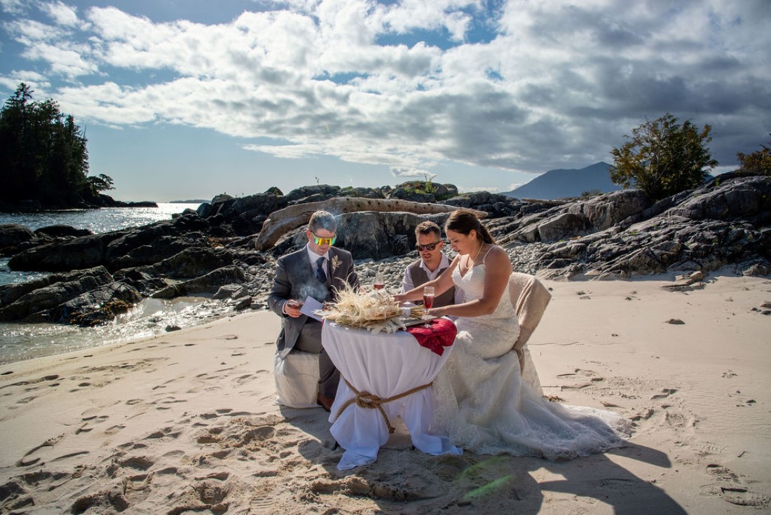 Wedding From Above Janayh Wright Photography beach signing table