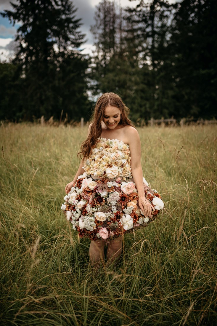 Bride in flower gown by Shantina Rae Photography