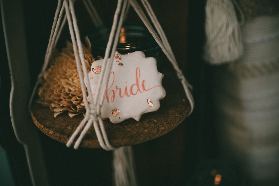 Bohemia Summer Westfalia bridal cookie in white icing