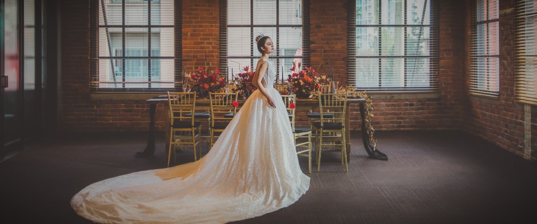 Bridal Gown Landscape Royal Rebel Bride at Yaletown Vancouver Loft