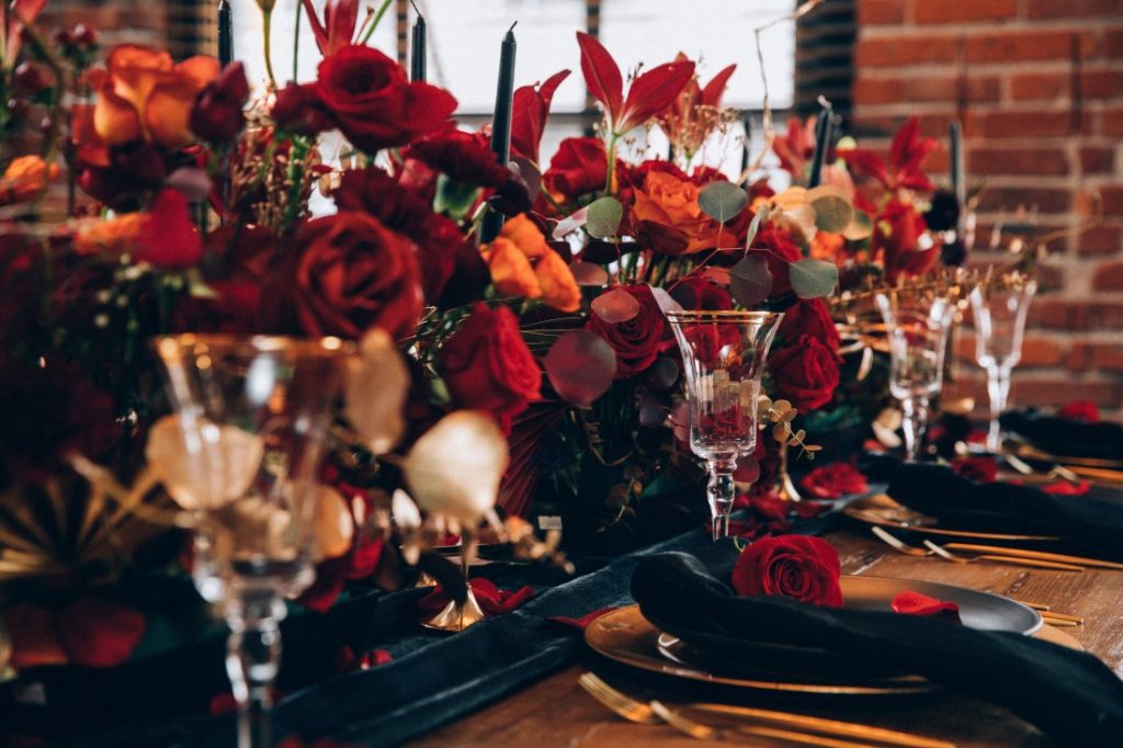 IDO Studio Table Centerpieces Royal Rebel Bride at Yaletown Vancouver Loft