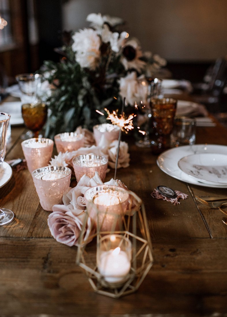 Kaoverii Silva Photographer Candle Sparklers Modern Vintage Wedding at The Loft
