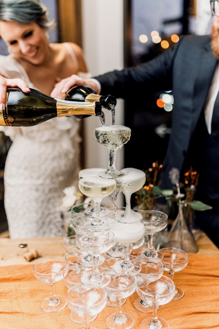 Vancouver wedding champagne tower at Fiore and Famiglia