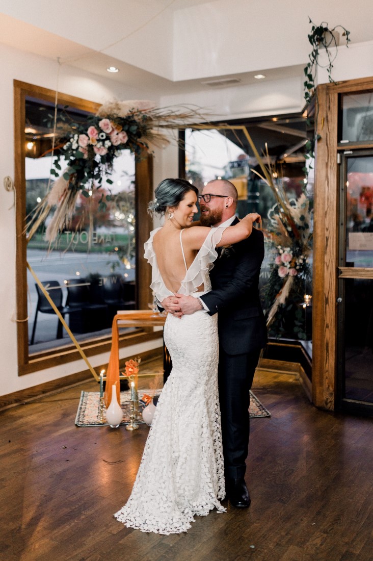 Newlyweds first dance in Vancouver bistro