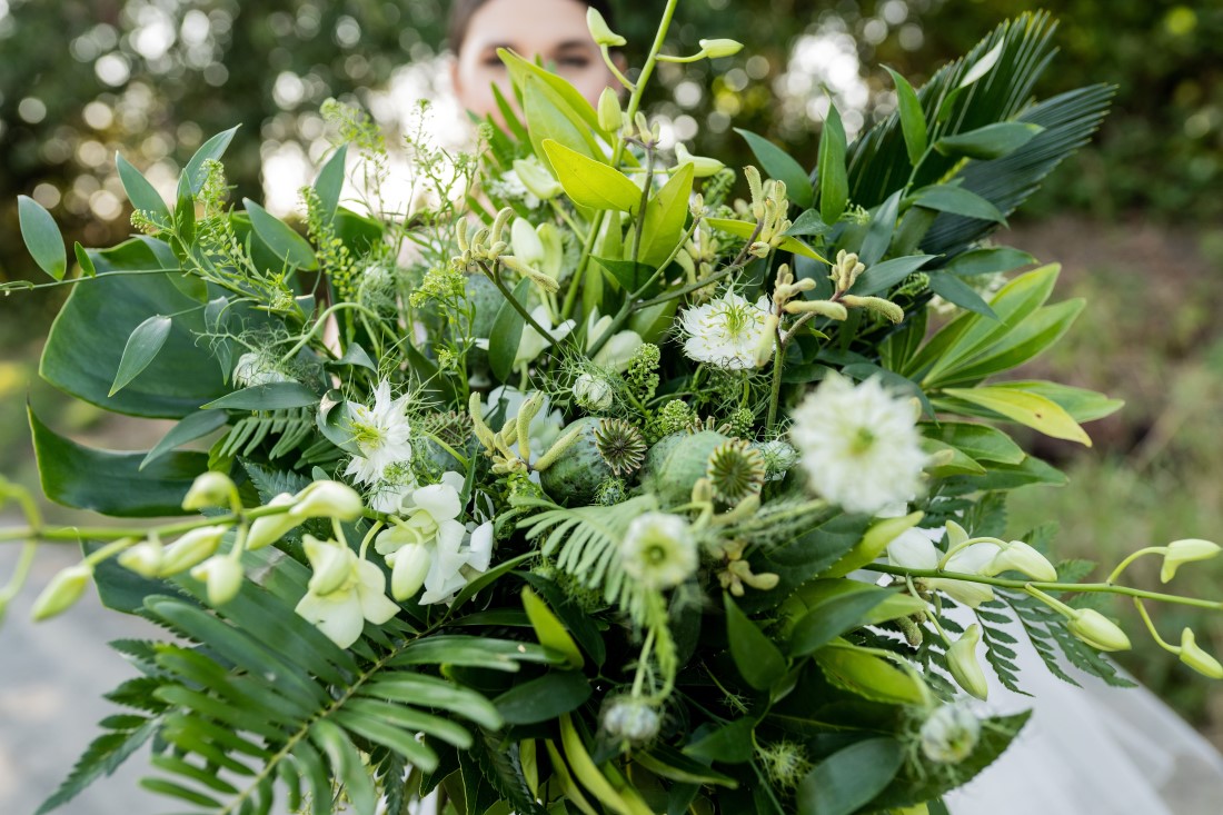 Patchwork Media Bouquet Gorgeous Green Wedding for Sydney + Travis