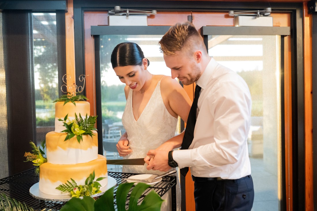 Patchwork Media Cake Cutting Gorgeous Green Wedding for Sydney + Travis