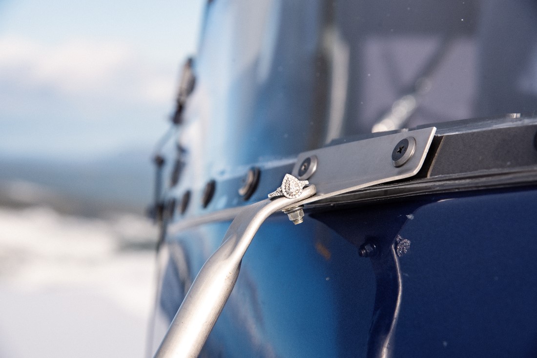 Engagement Ring on Helicopter on Mount Washington