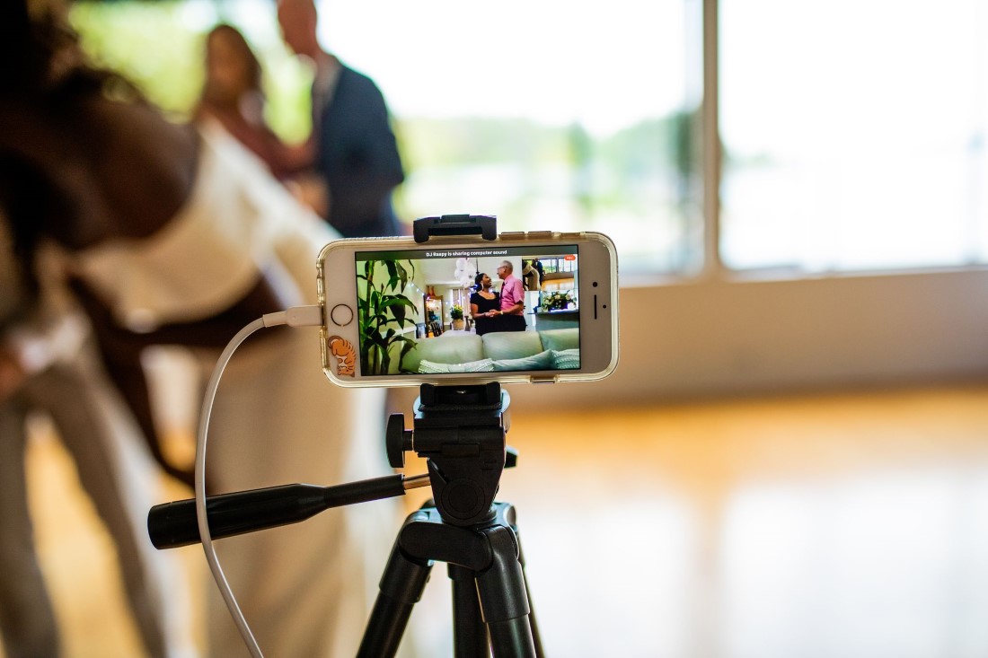 Video camera livestreaming Vancouver wedding to guests