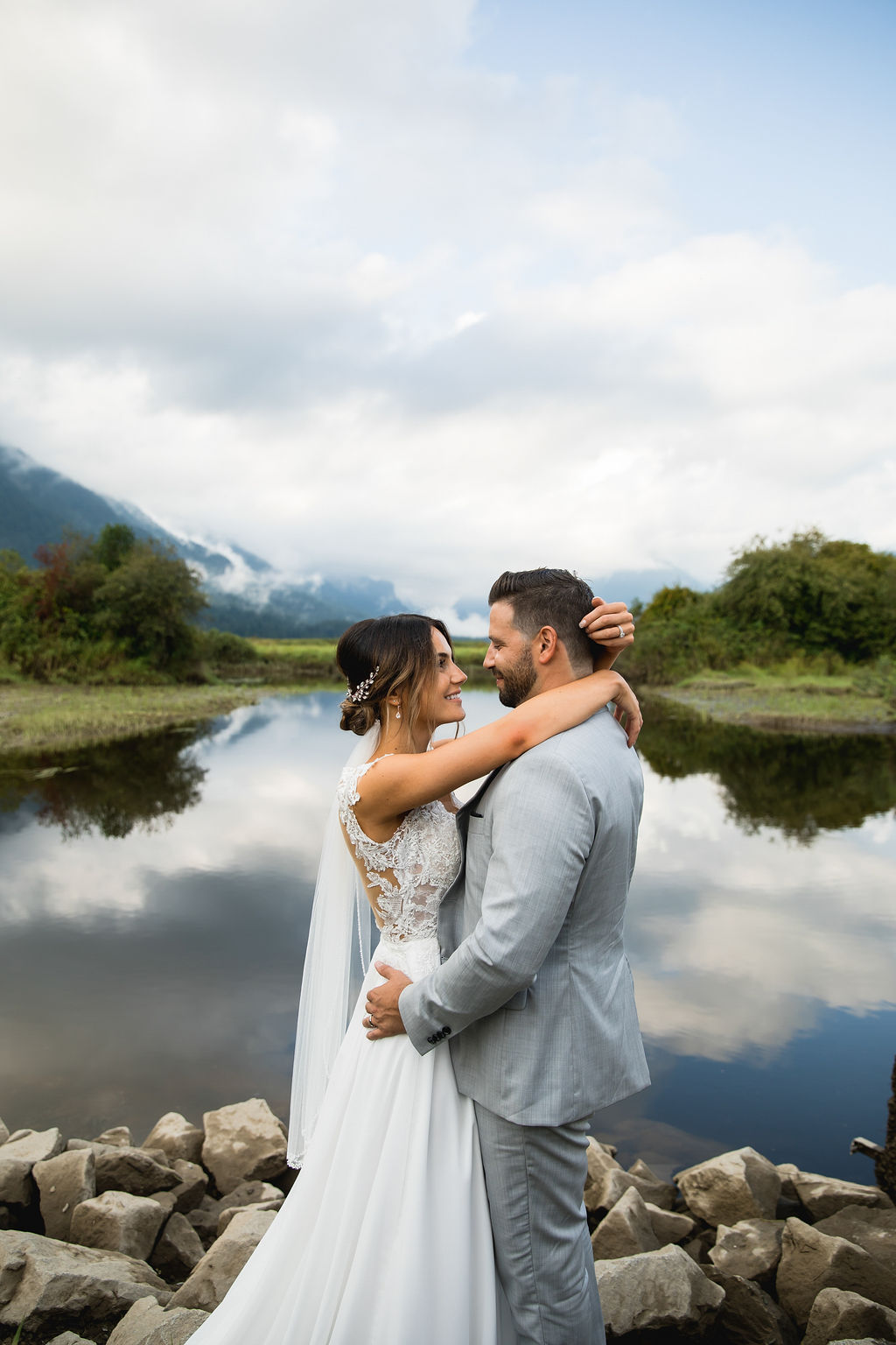 Romantic Newlyweds at Pitt Lake