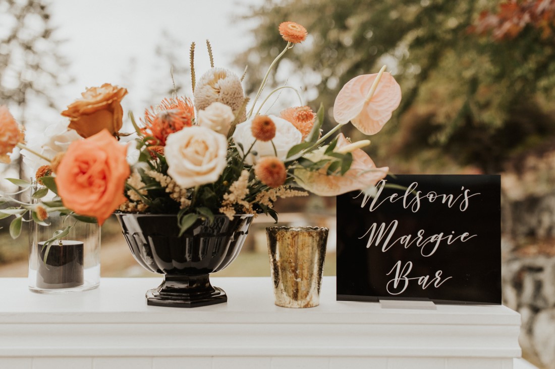 Blush and orange roses by Maria Limon Floral on Vancouver Island