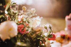 Wedding flowers at garden wedding on Vancouver Island