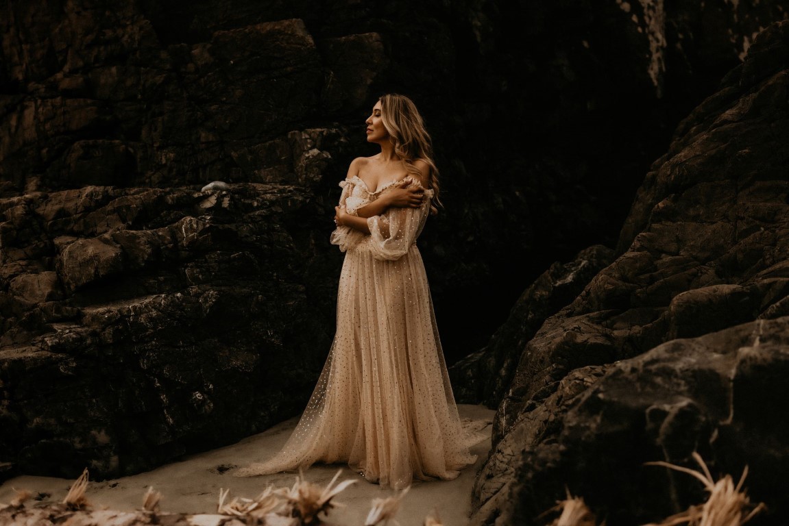 Ethereal Bride in Tofino Rocks along Vancouver Island coast by Secret Waters Photography