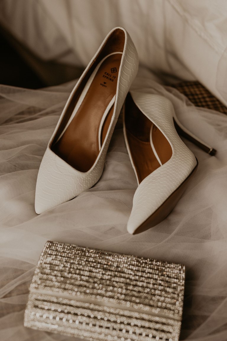 white Bridal shoes for Vancouver Island wedding