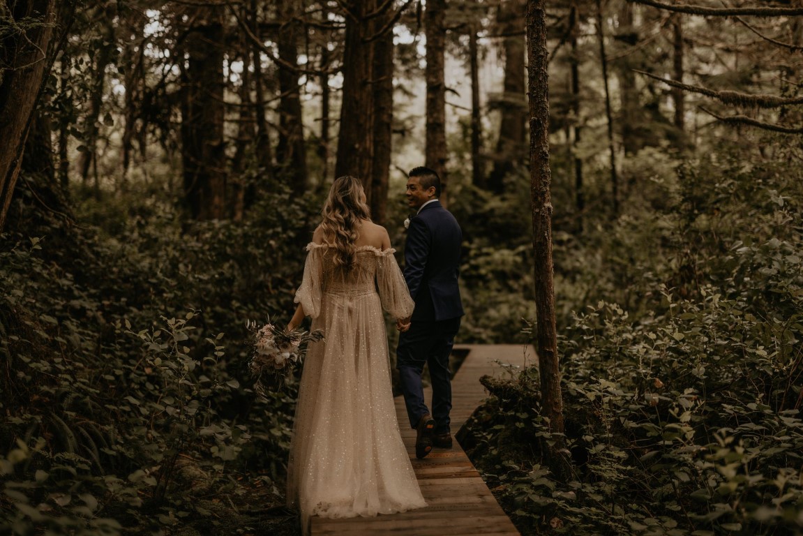 Ethereal Elopement Along Tofino Coastline Boardwalk