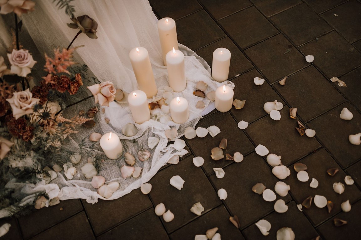candles and rose petals