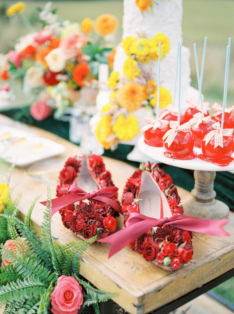 Somewhere Over the Rainbow Ruby Rose floral wedding Slippers