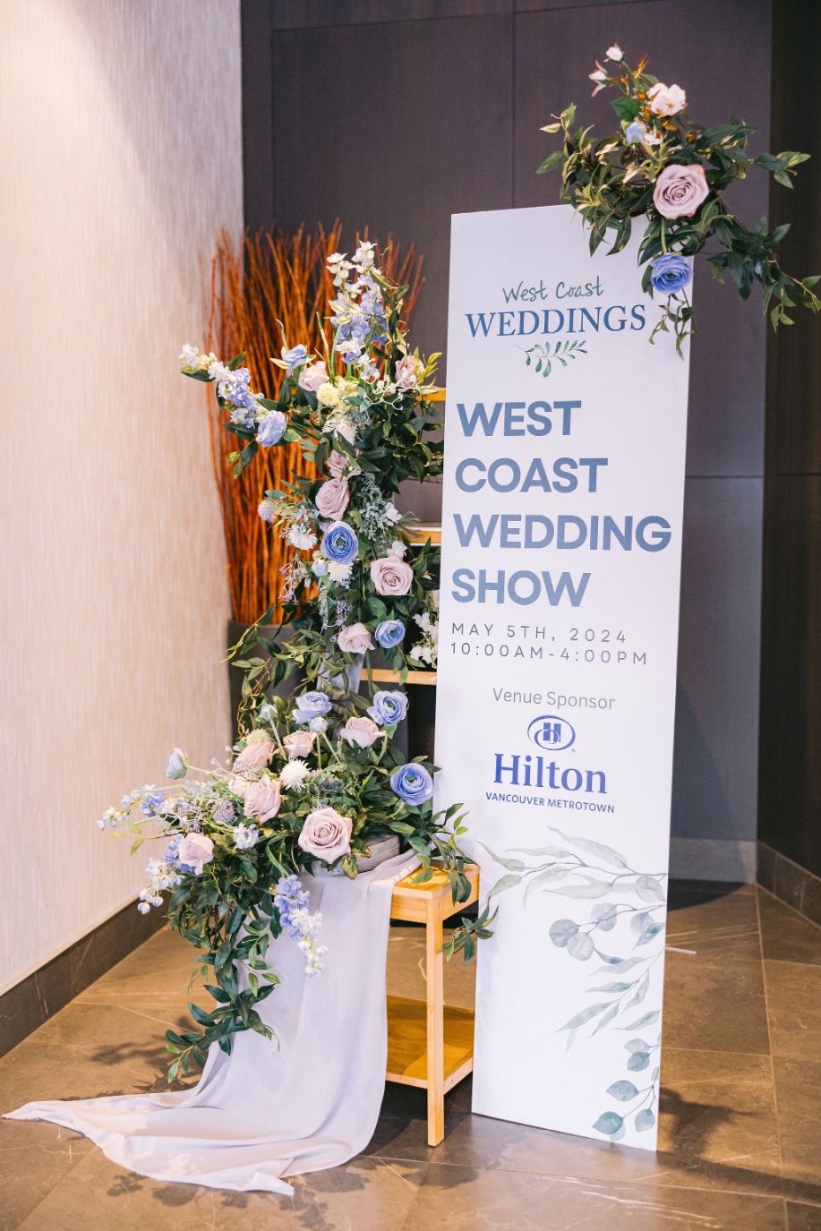 welcome sign for west coast wedding show at Hilton Vancouver Metrotown