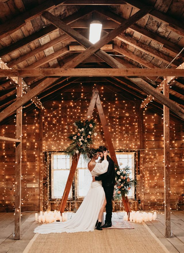 Wedding Ceremony in attic at Brennan Lake Estates Vancouver Island