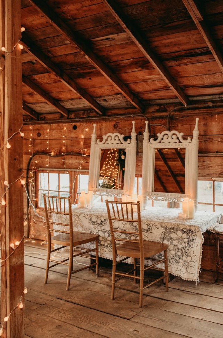 Two vintage mirrors on a antique dressing table at Brennan Lake Estates attic in Nanaimo