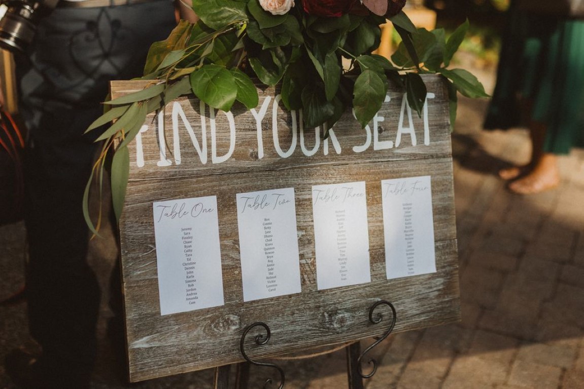 find your seat wooden table placement chart