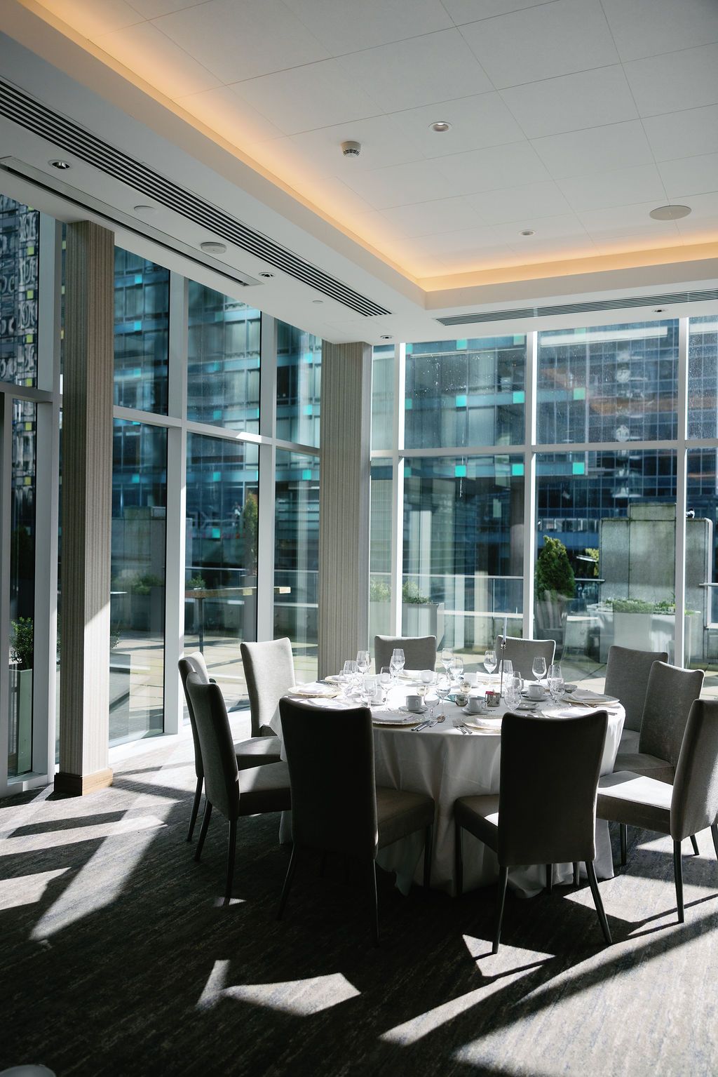 Sunshine through the glass at Paradox Vancouver Hotel