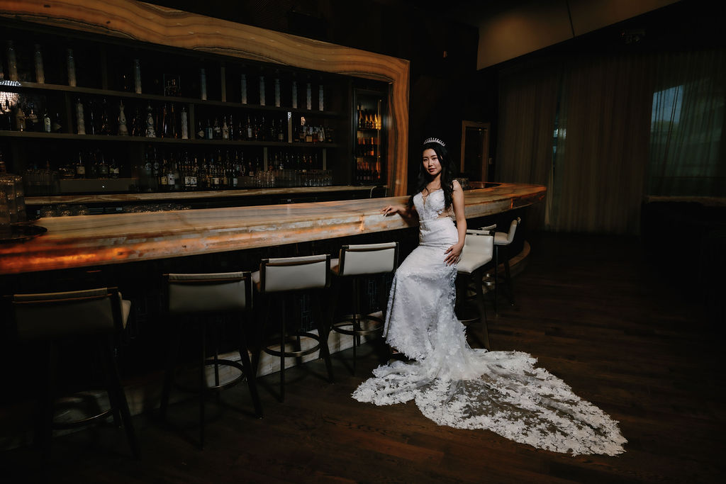 Bride sits at Paradox Vancouver bar